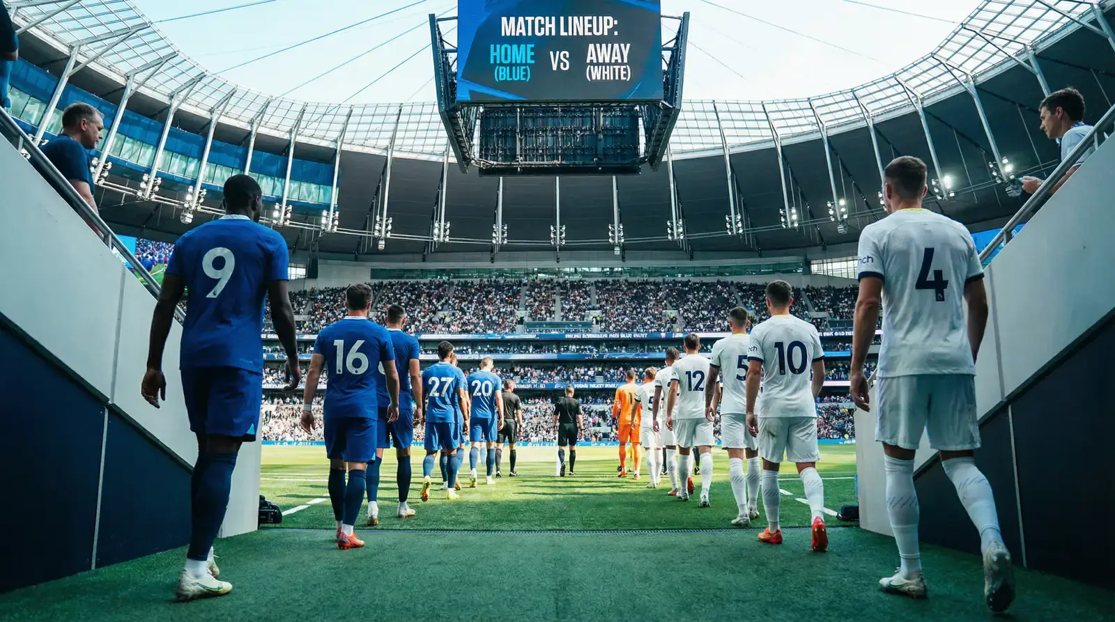 Fotbalisté během mezinárodního zápasu na velkém turnaji s plnými tribunami